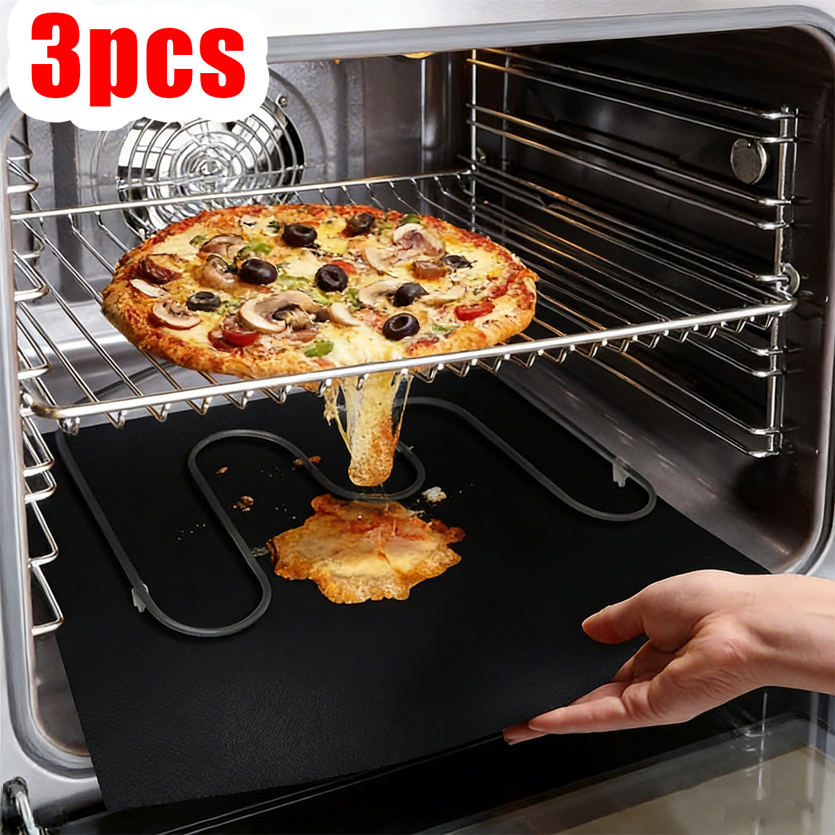 3 Rolos (Pacote) Tapetes de Forno Antiaderentes Reforçados de Camada Dupla Espessada para Fornos Elétricos/a Gás, Micro-ondas, Grelhas - Folhas de Assar Resistentes ao Calor, Laváveis na Máquina de Lavar Louça, Reutilizáveis e de Fácil Limpeza para Assadeiras/Grelhas, Recortáveis
