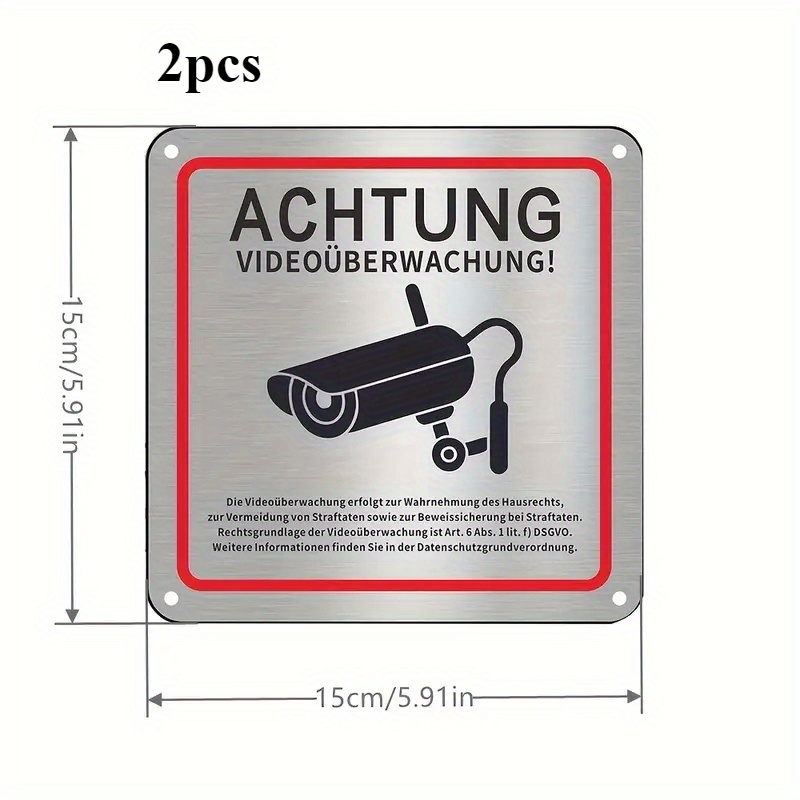 TEMU 2/4pcs Video Surveillance Sign, Video Surveillance Private Property, 5.91 X 5.91in Metal Warning Video Surveillance Sign