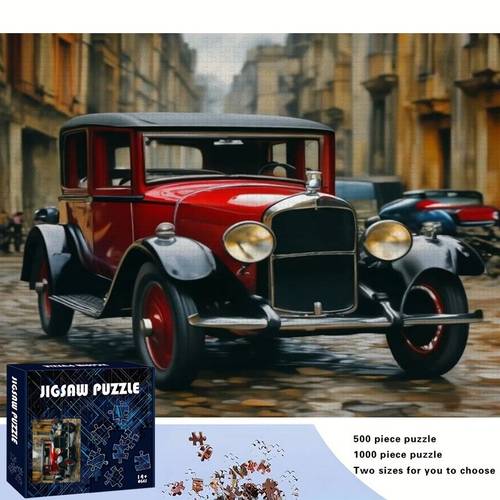 item picture 500pcs 1000pcs vintage car puzzle suitable for stress fun family portable scratch pieces diy challenging puzzle for christmas gifts 500pcs or 1000pcs