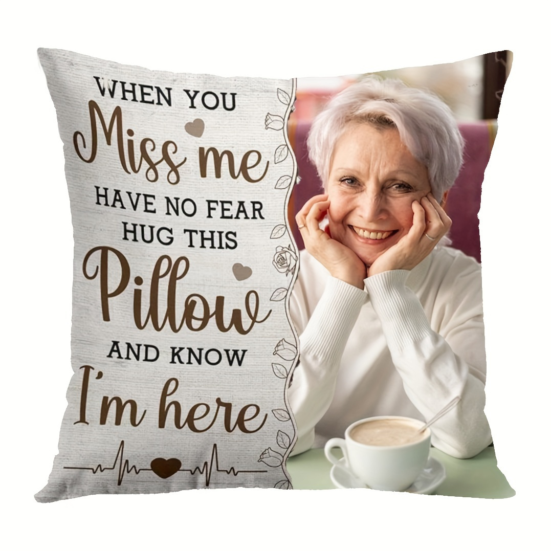 

Customized Memorial Pillowcase 18x18in - Personalized Photo Cushion Cover For In Heaven, Soft Plush, Zipper Closure, Hand Washable Polyester, Perfect Gift For Mourning Family