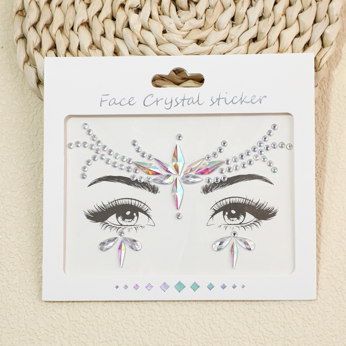 Image of Facial Jewelry Stickers, Sparkling Rhinestone Face Decorations, Mermaid Style Mixed Design Face Stickers For Party Decor, Festive Embellishments