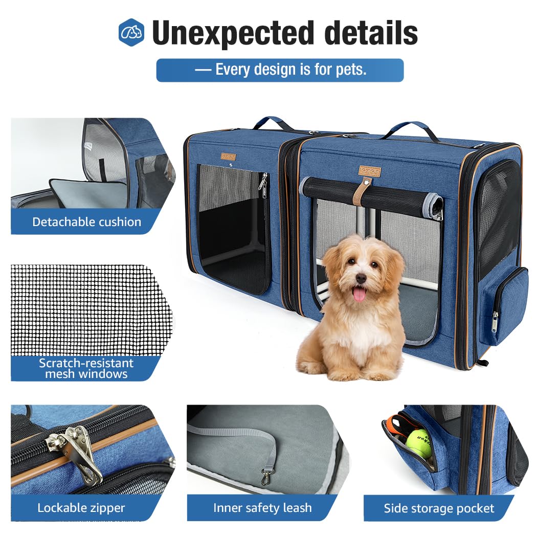 2 in 1 large cat travel carrier with removable litter box heavy duty soft sided   with zipper locks   17 7 x 16 5 x 13 design ventilation system cushioned base for car airplane moving durable easy clean carrier for ca