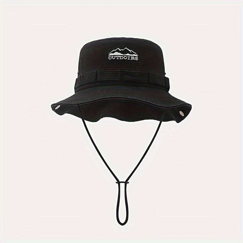 E-shop 1 Stil Frühling/Sommer Retro Sonnenhut Outdoor Bucket Hut mit Krempe, Unisex Freizeitkappe in Schwarz, Grau und Khaki/Grün (4 Farben erhältlich)