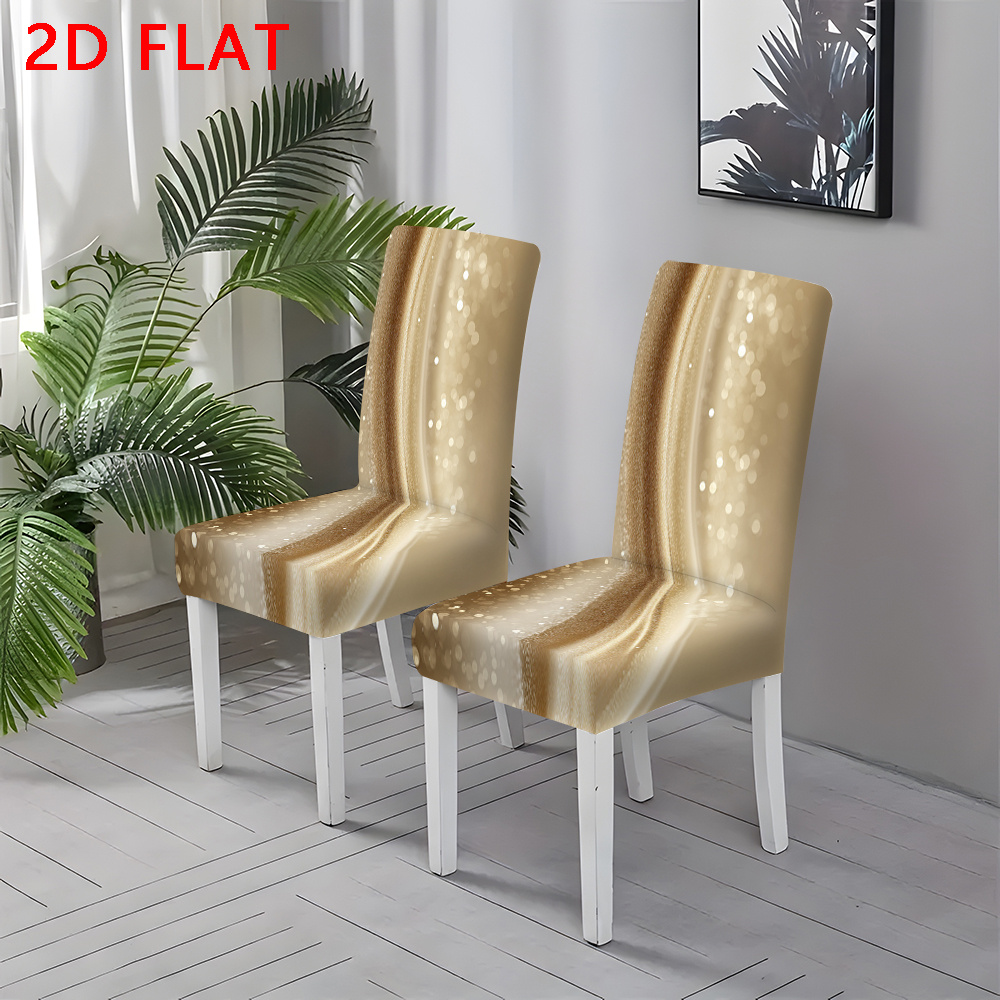 elastische stoelhoesjes met een gouden golf- en lichtvlekprintpatroon, geschikt voor het decoreren van stoelen en eetkamerstoelen. ze zijn rekbaar en elastisch, perfect voor huisdecoratie, vakantiedecoraties en feestopstellingen.