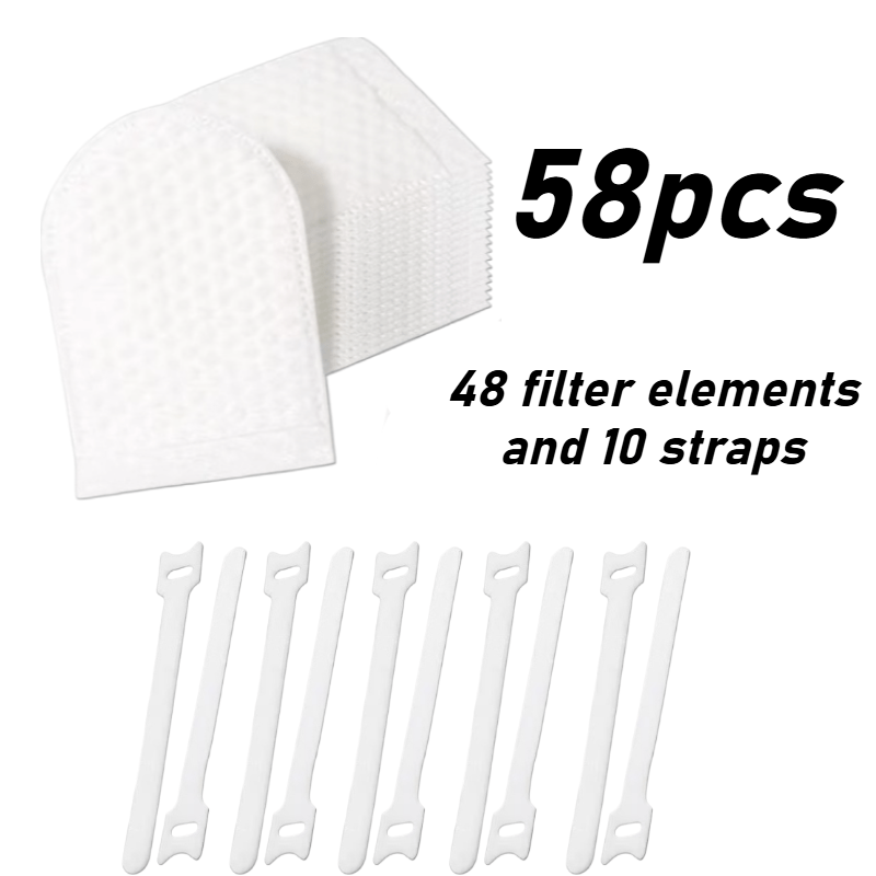 TEMU Accessoires de filtration d'eau 58 pièces, 48 cartouches filtrantes non tissées haute , 10 attaches, convient pour cuisine et salle de bain,