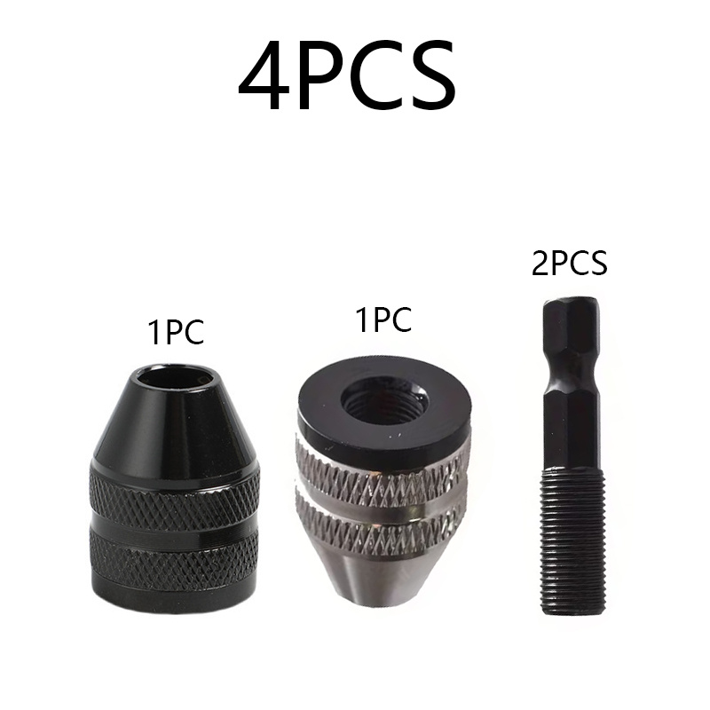 4pcs Drill Adapter Kit - Keyless Drill With 1/4-inch Hex Shank, Drill And Screwdriver Converter Function