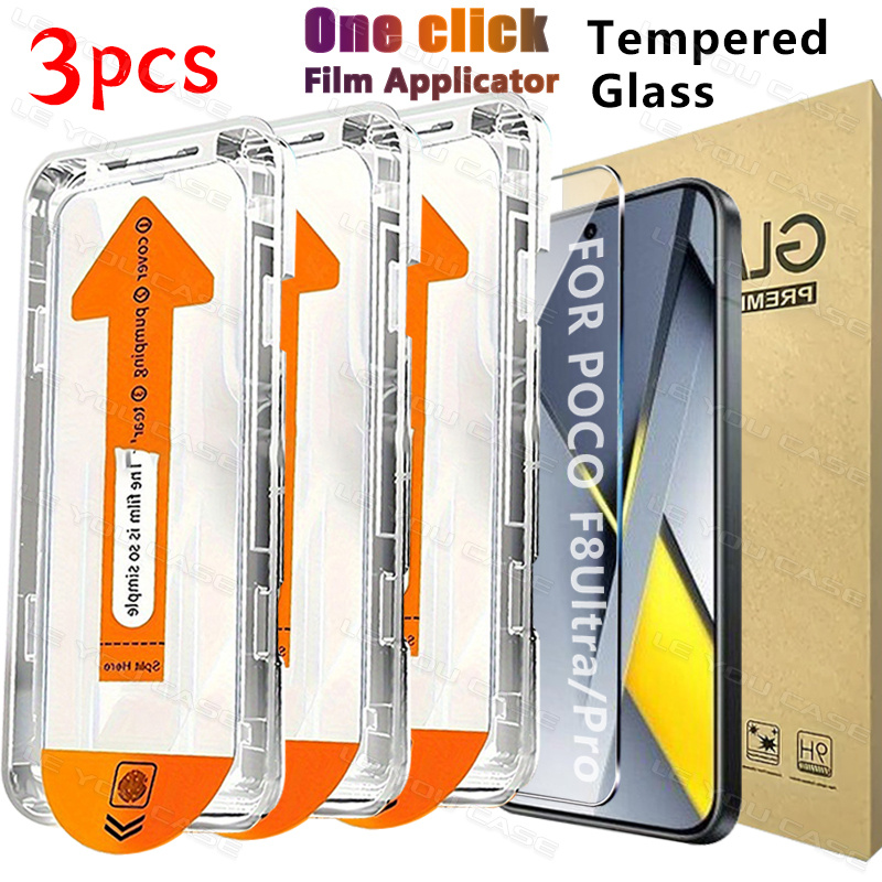 TEMU Set Of Tempered Glass Screen Protectors For Xiaomi Poco F8 Ultra/f8 Pro, Featuring -click Installation With A Kit, User-, High Definition , A