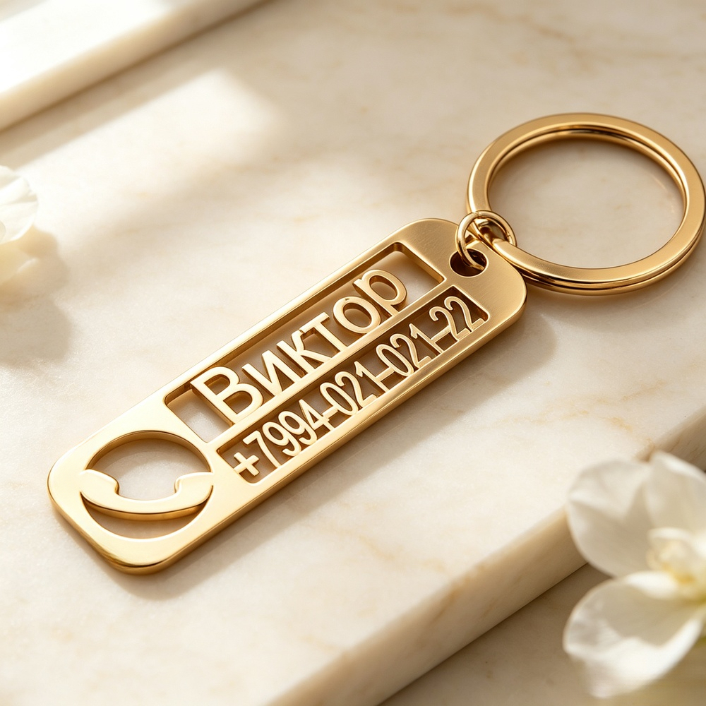 TEMU Custom Personalized Engraved Name And Phone Number Keychain, Pet Id Tag / Personal Anti-loss Key Tag; Engraved Name + Contact Phone Number -