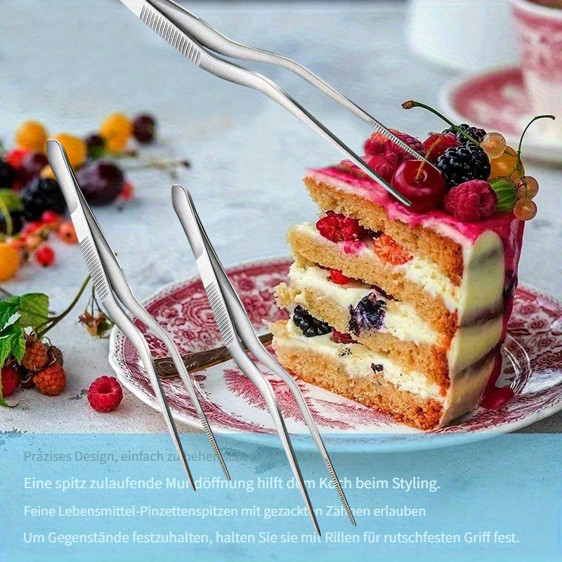 E-shop 2er-Set Edelstahl Pinzette Küchenzange, , Küchenchef Plating Cold Plate Dekorative Kochwerkzeuge Pinzette für Molekulargastronomie Kochstimmung