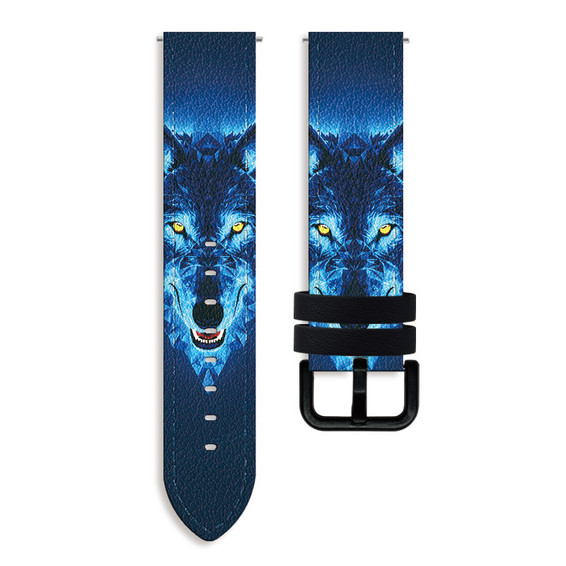 TEMU Geometrisches Wolf- und Neon-Kunstmuster, Premium Weiches PU Uhrenarmband 20mm 22mm - Schnellwechsel Sportarmband Kompatibel mit für Samsung für