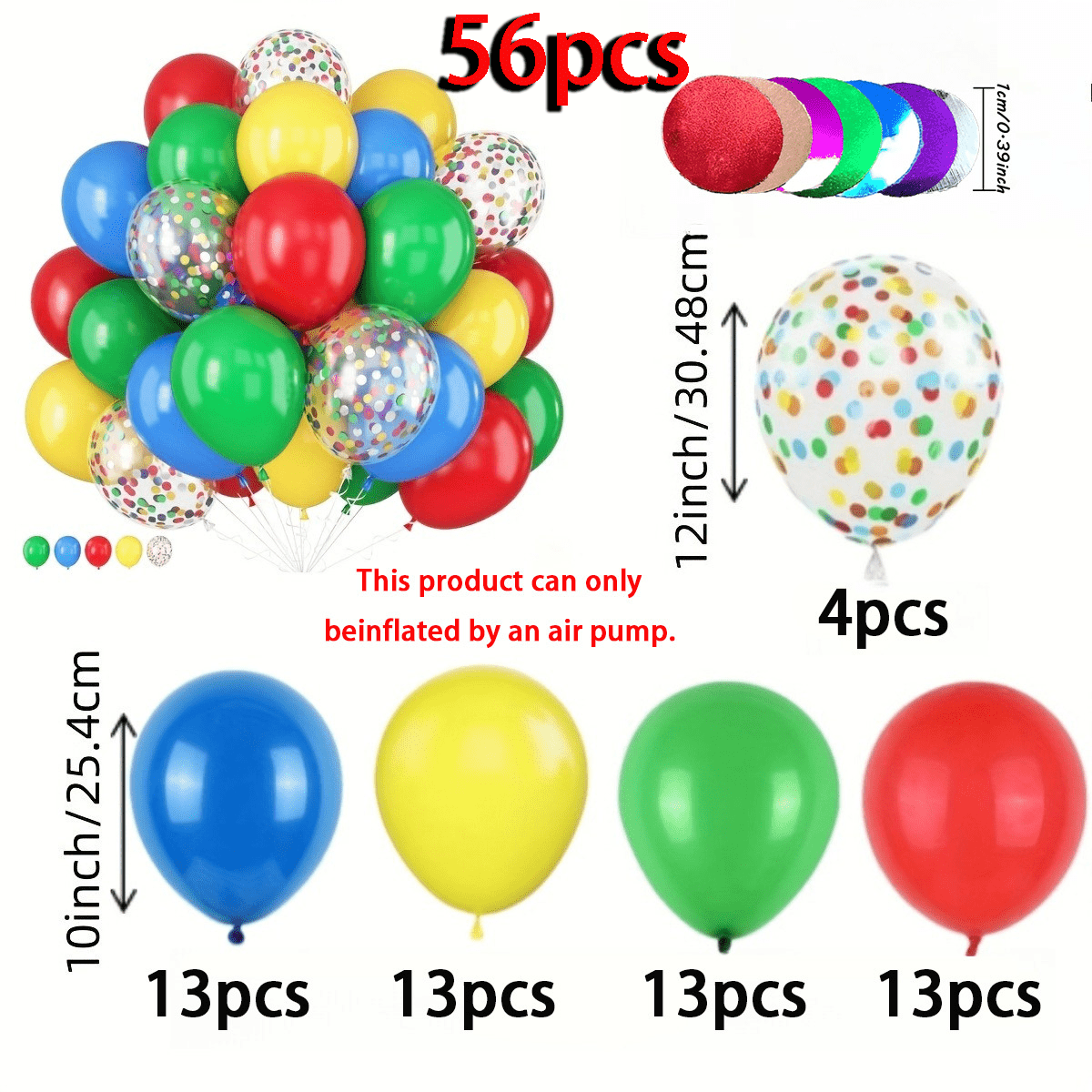 TEMU Kit de 56 piezas para de guirnalda de globos de carnaval | Globos de rojos, azules, y multicolores para fiestas de , , graduaciones,