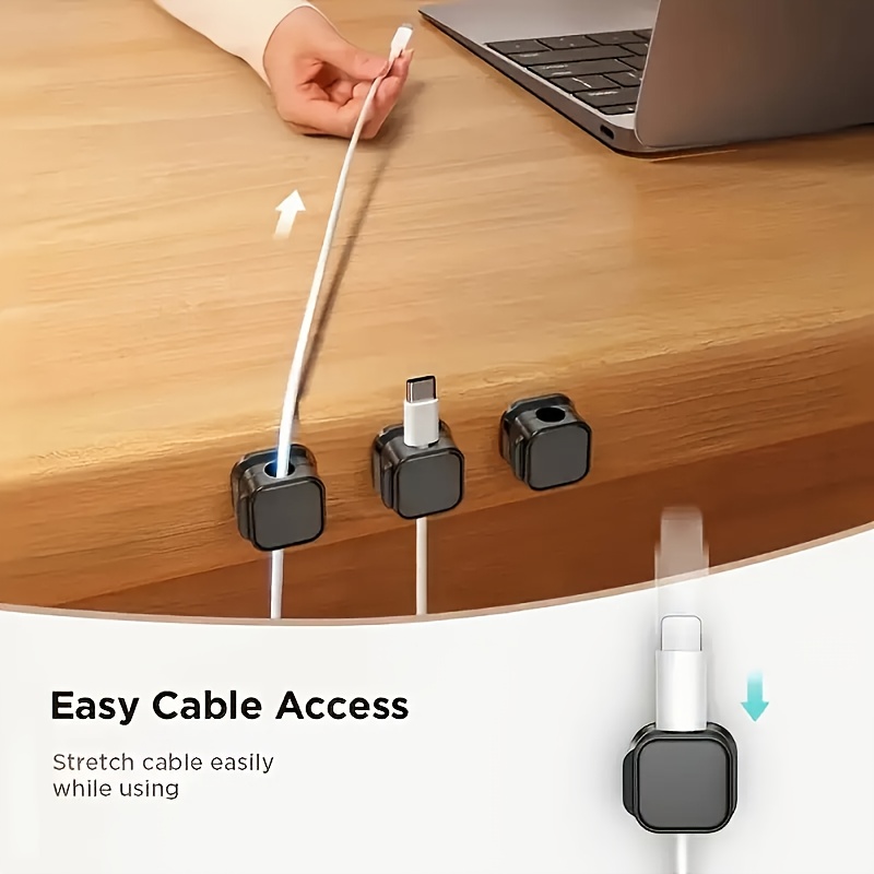 set of 15 magnetic cable holders   and adjustable non slip organizers for cords featuring c lightning a micro and micro hdtv connectors designed for black desk and vehicle wiring