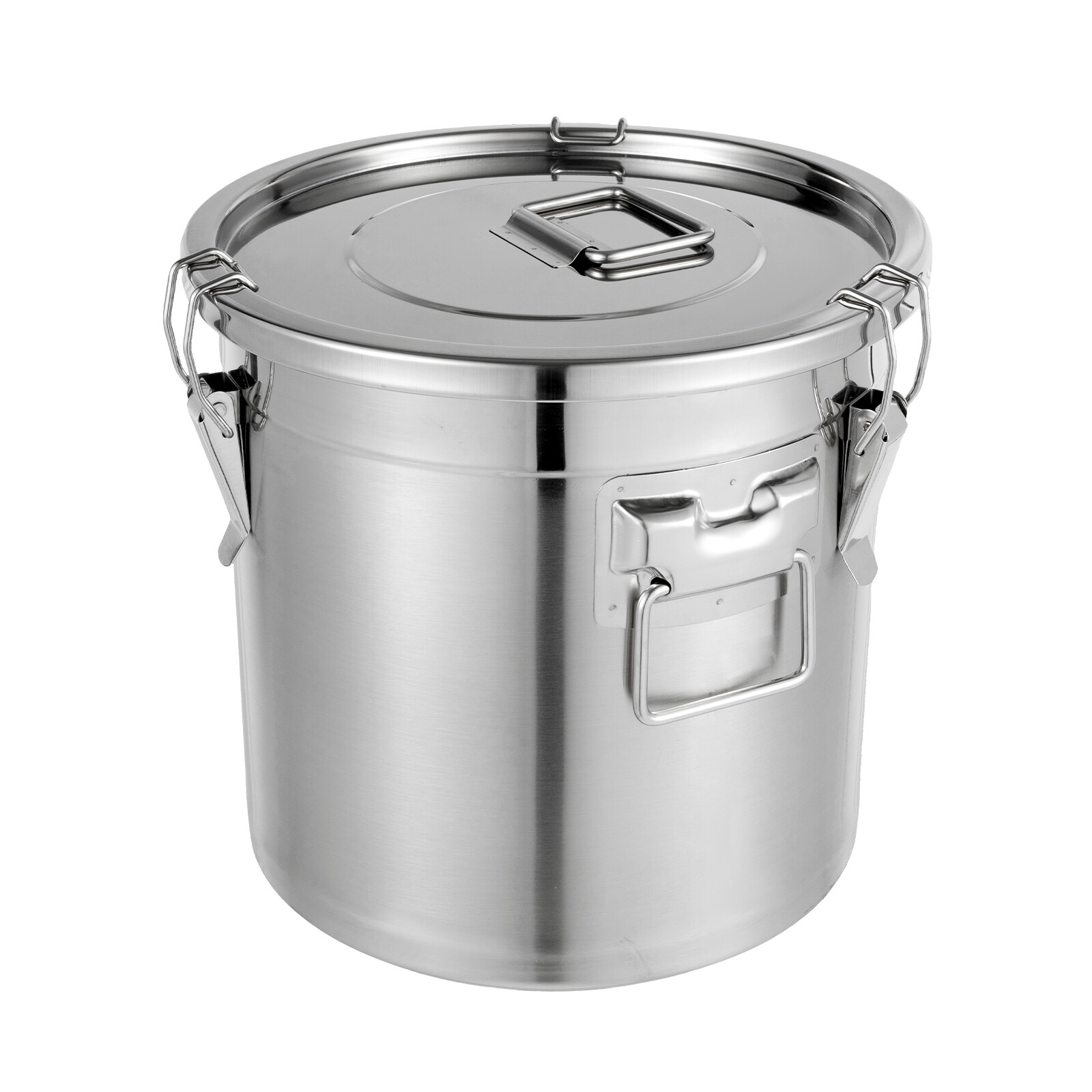 Image of 21l Stainless Steel Sealed Container, With Lid And Sturdy Locking Clip - Large Round Food Storage Container, Suitable For Rice, Flour, Grains, Coffee Beans - Reusable, Design