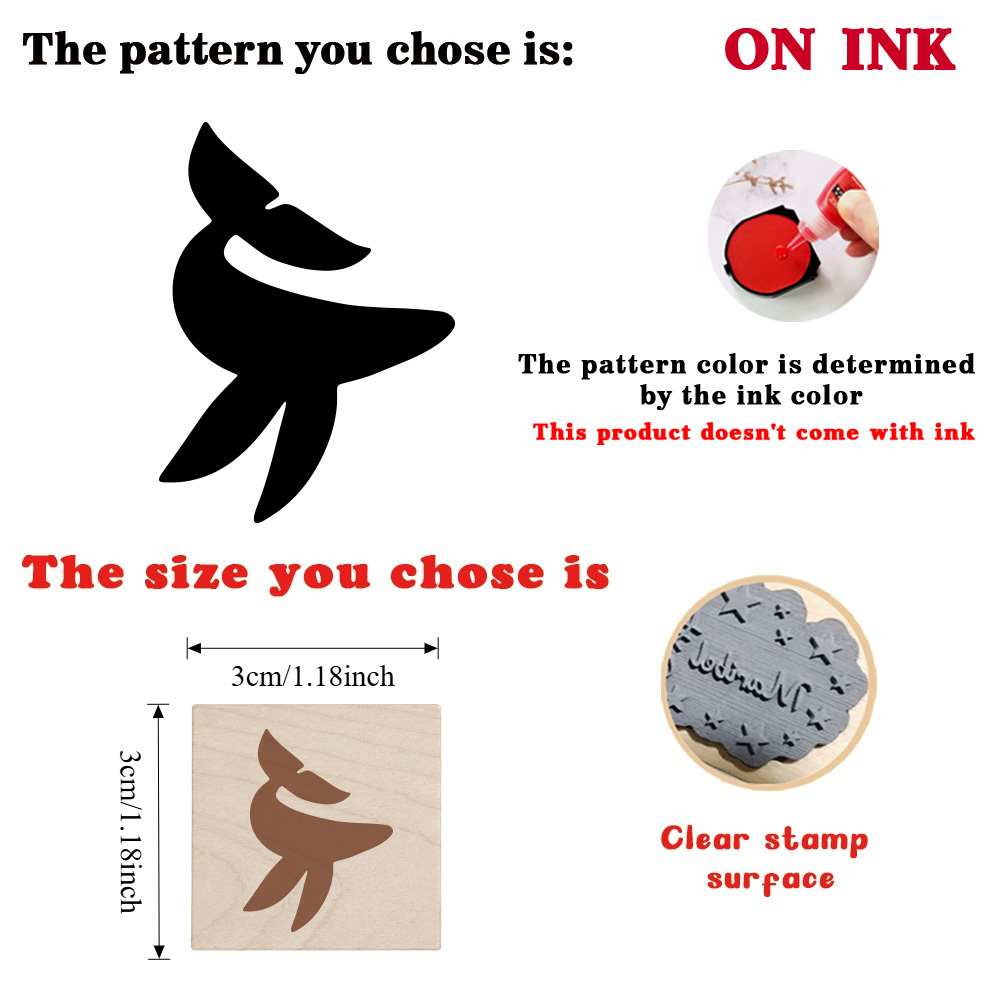 Fashion Spinning Whale Wooden Rubber Stamp for Crafting
