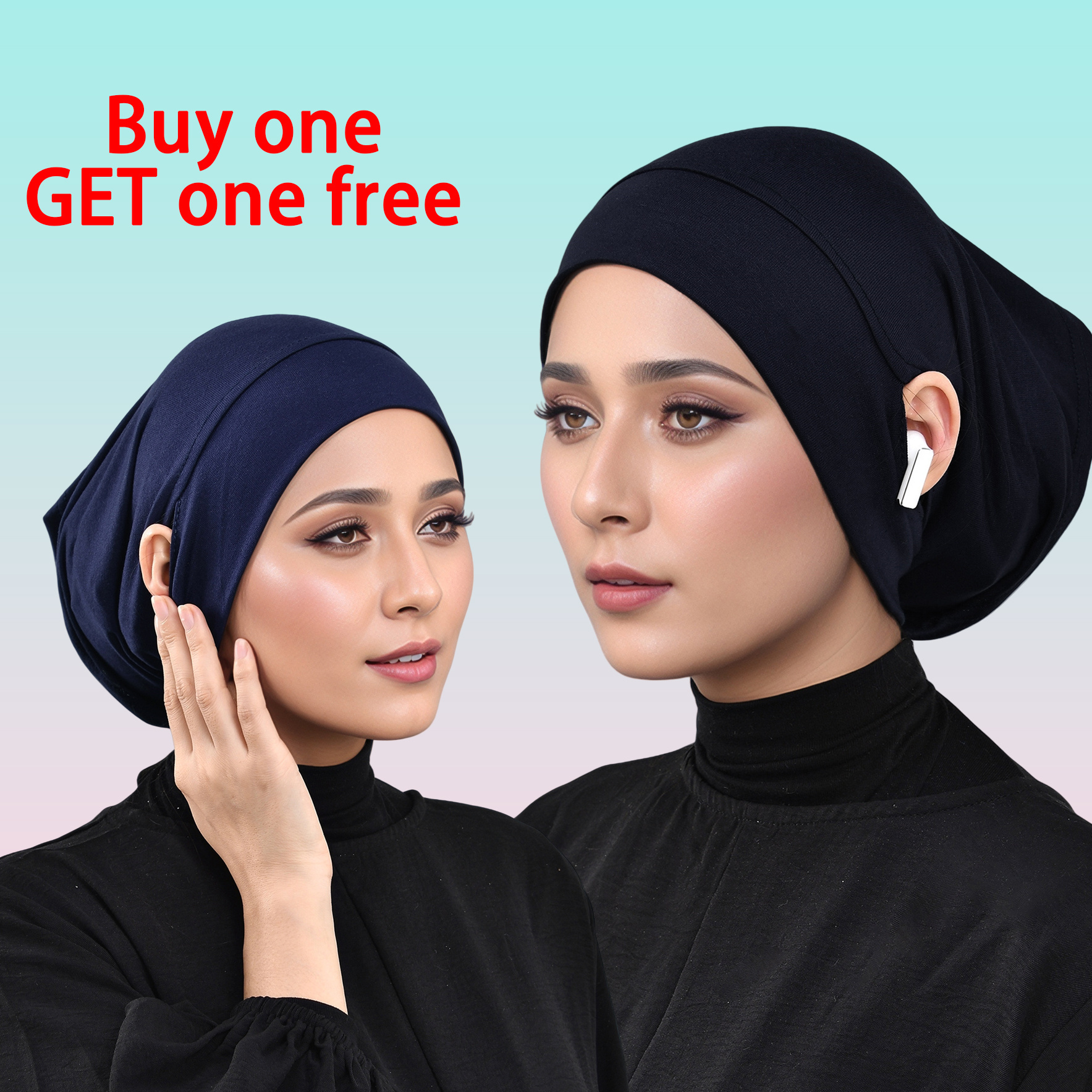 Image of 2pcs Fashionable Casual Women Headscarves, Lightweight And Breathable, Daily Wear Out Bottom Hat, , Ears Anti-slip Design