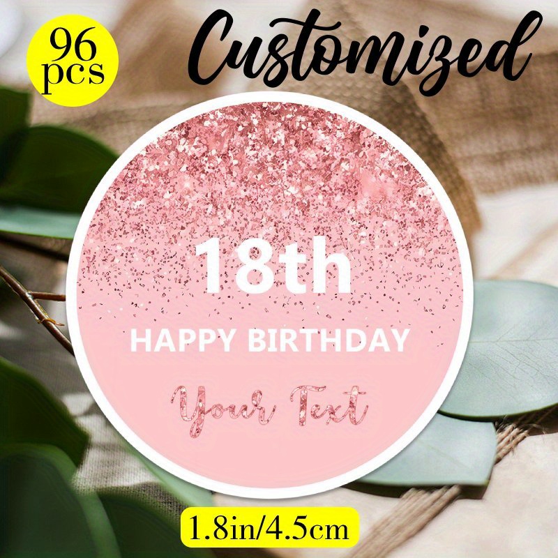 48 96pcs golden 18th birthday stickers customizable happy Temu