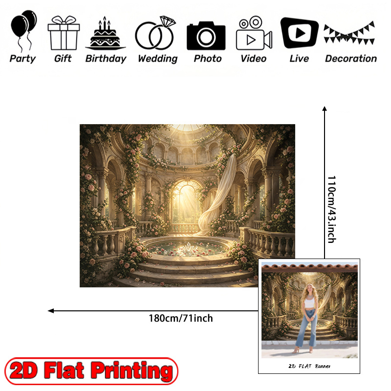 Golden Column Palace Hall Decor Theme Backdrop