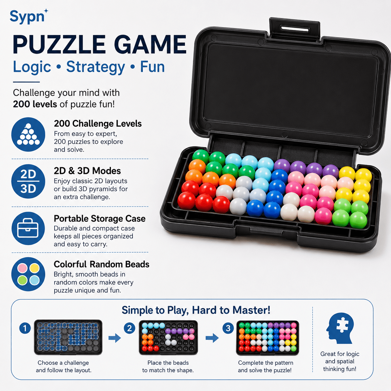 200 Levels 3D Puzzle Pyramid, Logic Brain Teaser