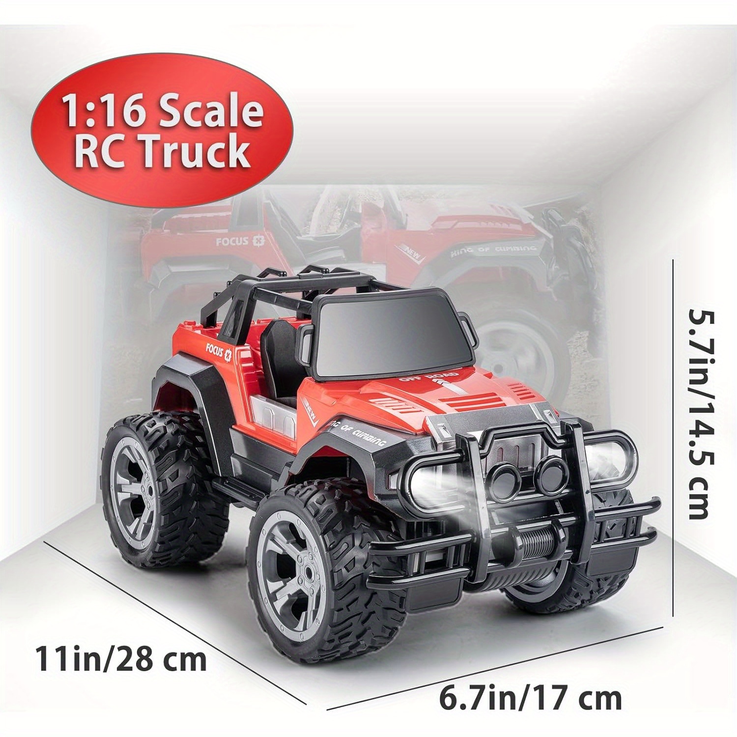 Remote Control Car For Kids-1:16Remote Control Truck With Headlight And Storage Case-80mins Playtime RC Truck For All Terrain-Red Remote Control Car Toy For Boys Girls Kids