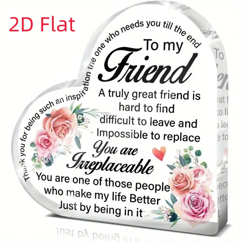 TEMU 2d Flat, 2d Flat Precious Friend Acrylic Heart - Thin Irregular Shape Souvenir Suitable For , , Colleagues Or - Meaningful Gift For Birthday,