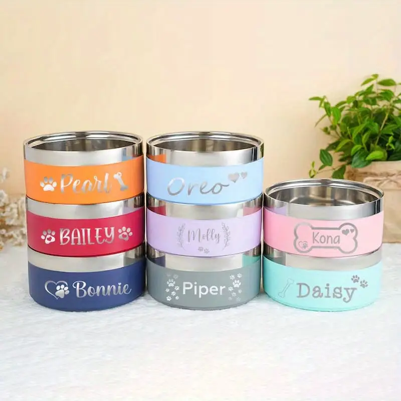 custom engraved double layer stainless bowl personalized laser engraved pet food water dish large capacity for outdoor travel durable stylish gift for pet lovers dog accessories cat feeder stylish feeder material pet owners Product details 2