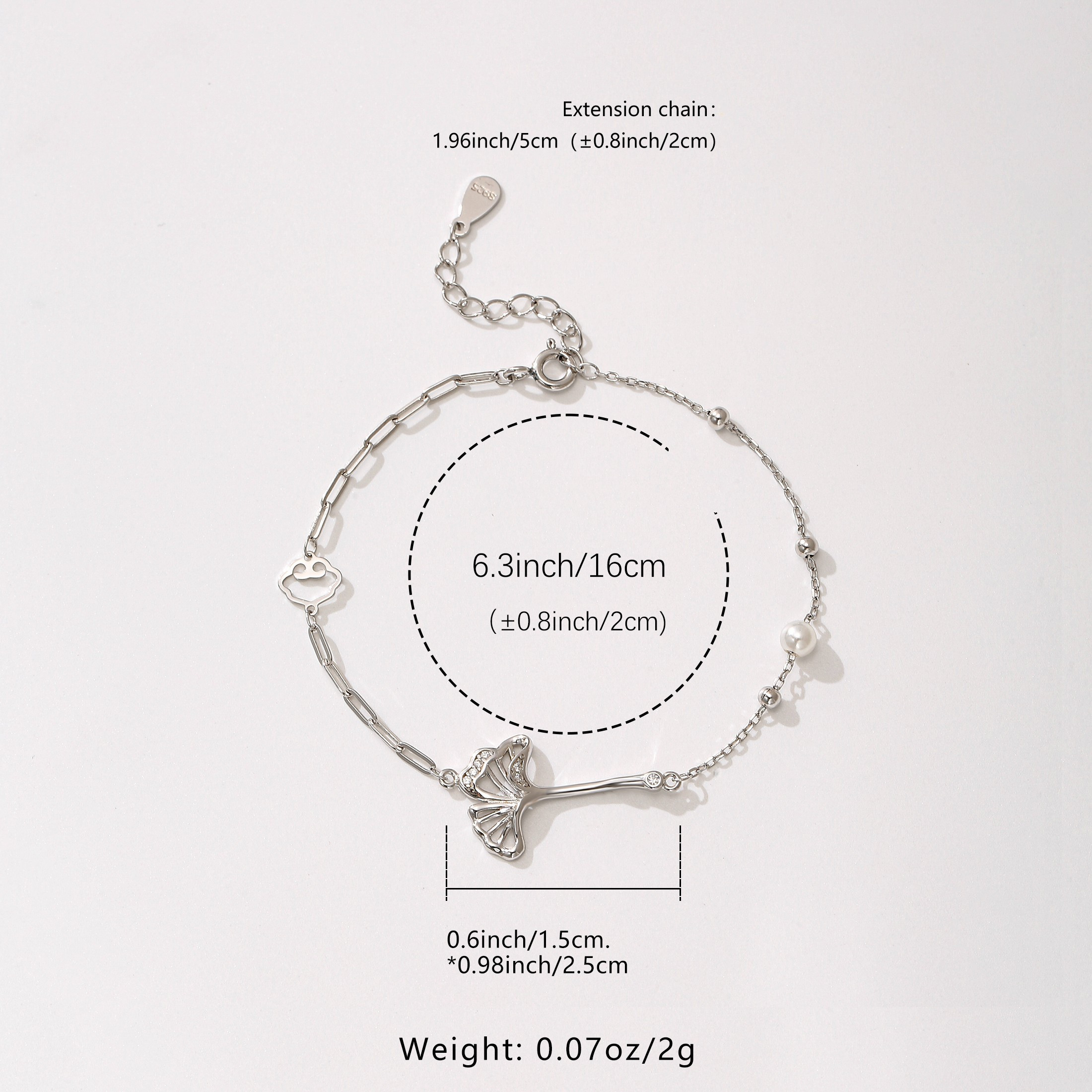 Women's Ginkgo Leaf Bracelet s925 Silver 2g Party Vacation