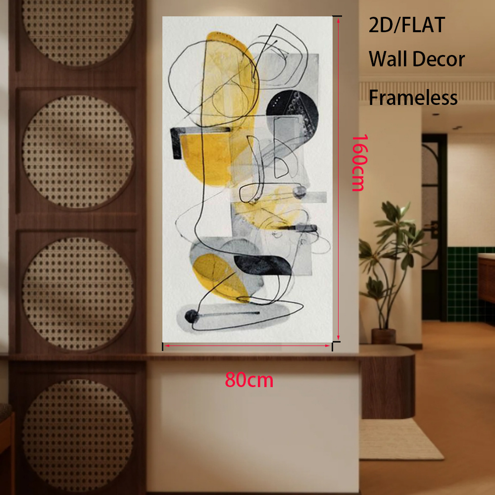plat 2d, 1 pièce   toile abstraite moderne jaune -     à  , convient pour salon, bureau, décoration, impression sur toile, rétro convient pour halloween et noël, suspension   pour plafonds hauts, plat 2d, décoration de noël