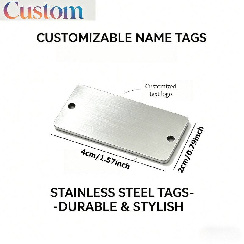 TEMU Etichette personalizzate con acciaio inossidabile, adatte per zaini, valigie e articoli . Targhette metalliche con marchio da 4*2 cm, etichette