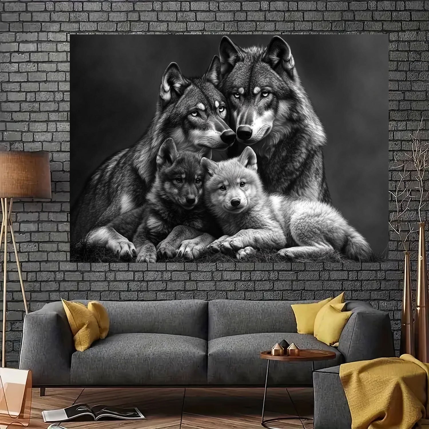 Wolf-familien-wandteppich Für Innen- Und Außendekoration_voghion.com