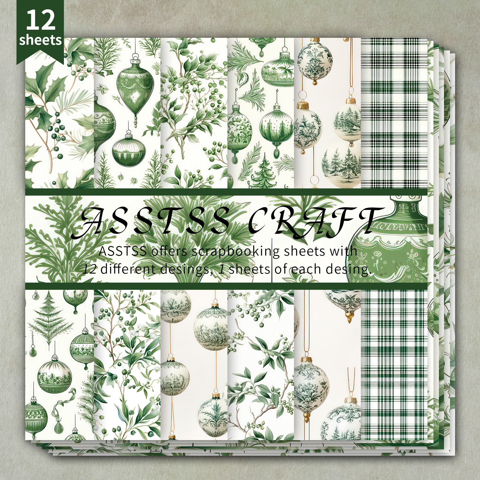 TEMU 12-sheet Asstss Heavyweight Scrapbooking Paper Pad Suitable For Journaling, Vintage Floral & Backing Paper - 12 Sheets Of Cardstock For Collage