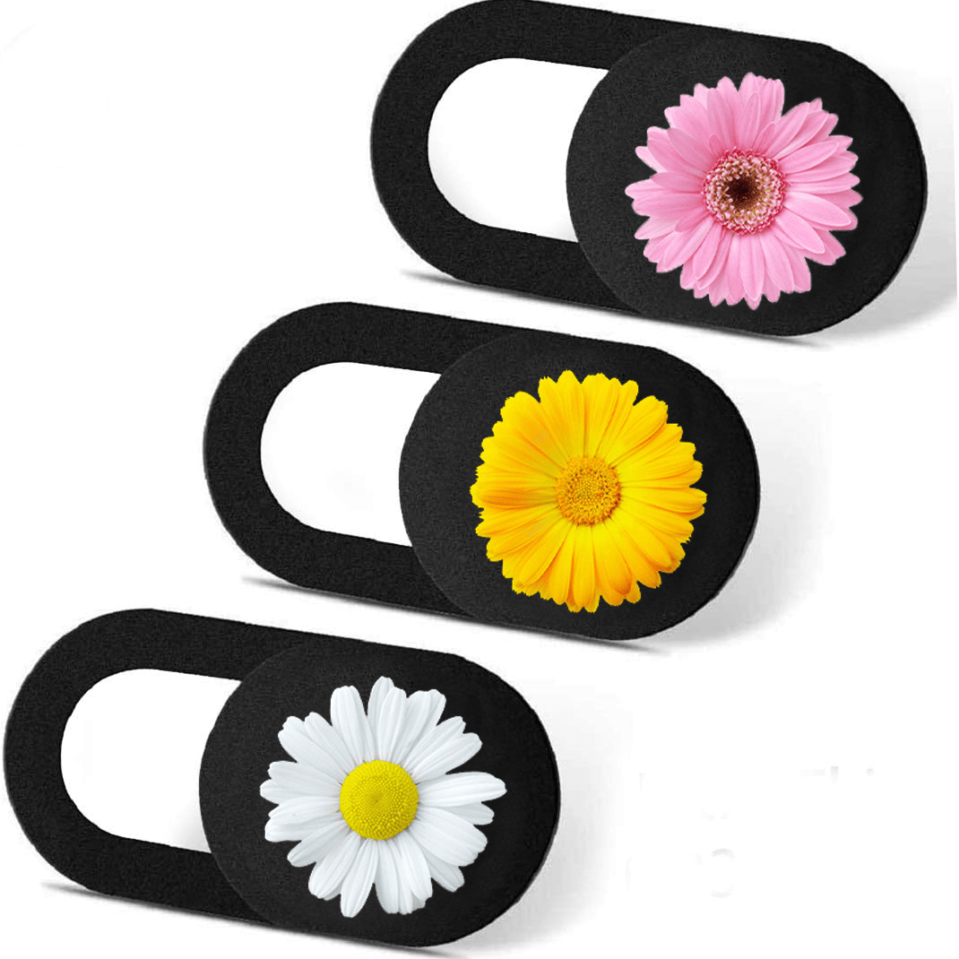 TEMU Lot de 3 cache webcams coulissants à motif floral , cache-caméra pour ordinateur portable, autocollant de privée adapté pour , , ordinateurs