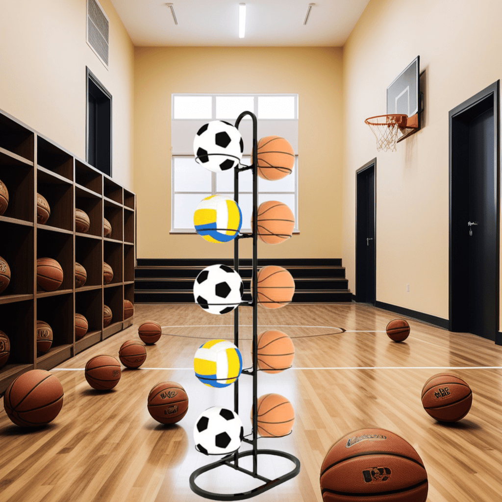 Metal Ball Rack Of Storing 10/8/6 Balls, Suitable For Basketballs, Footballs, Volleyballs And Other Spherical Objects, Ideal For Indoor And Outdoor Storage