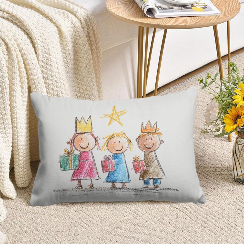 TEMU 1 de cojín de felpa con adorables ilustraciones de con regalos, 12X20 pulgadas/30X50 cm, de cojín decorativa para , sofá, cama y dormitorio,