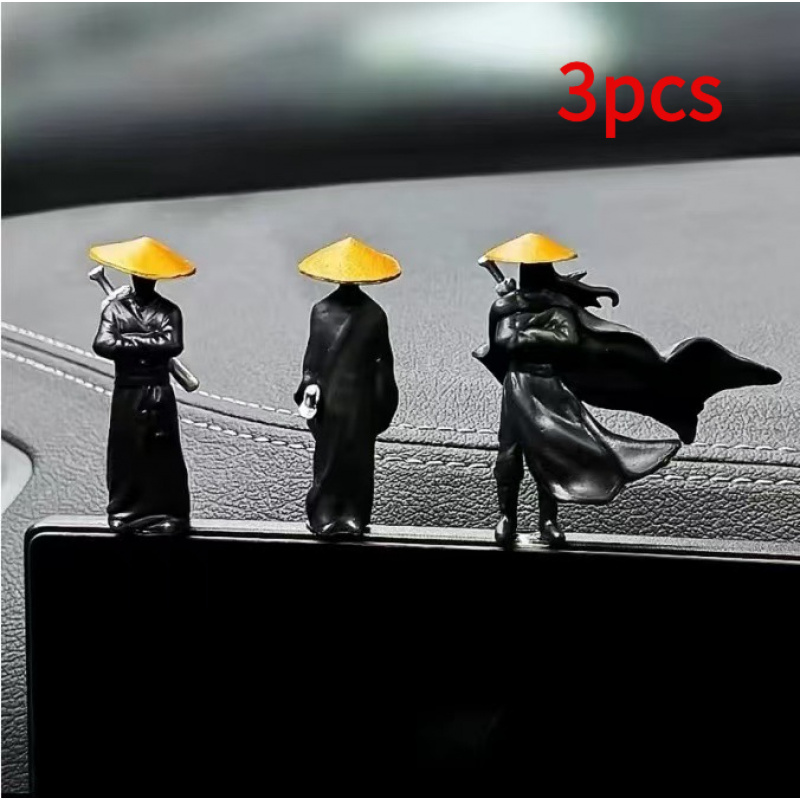 Image of 3pcs Ancient Style Figurines, Resin , For Home And Garden Decor, Party Accessories, Car Display Ornaments, Center Console Decoration, 5.0cm Height, Asian-, Sword Deco