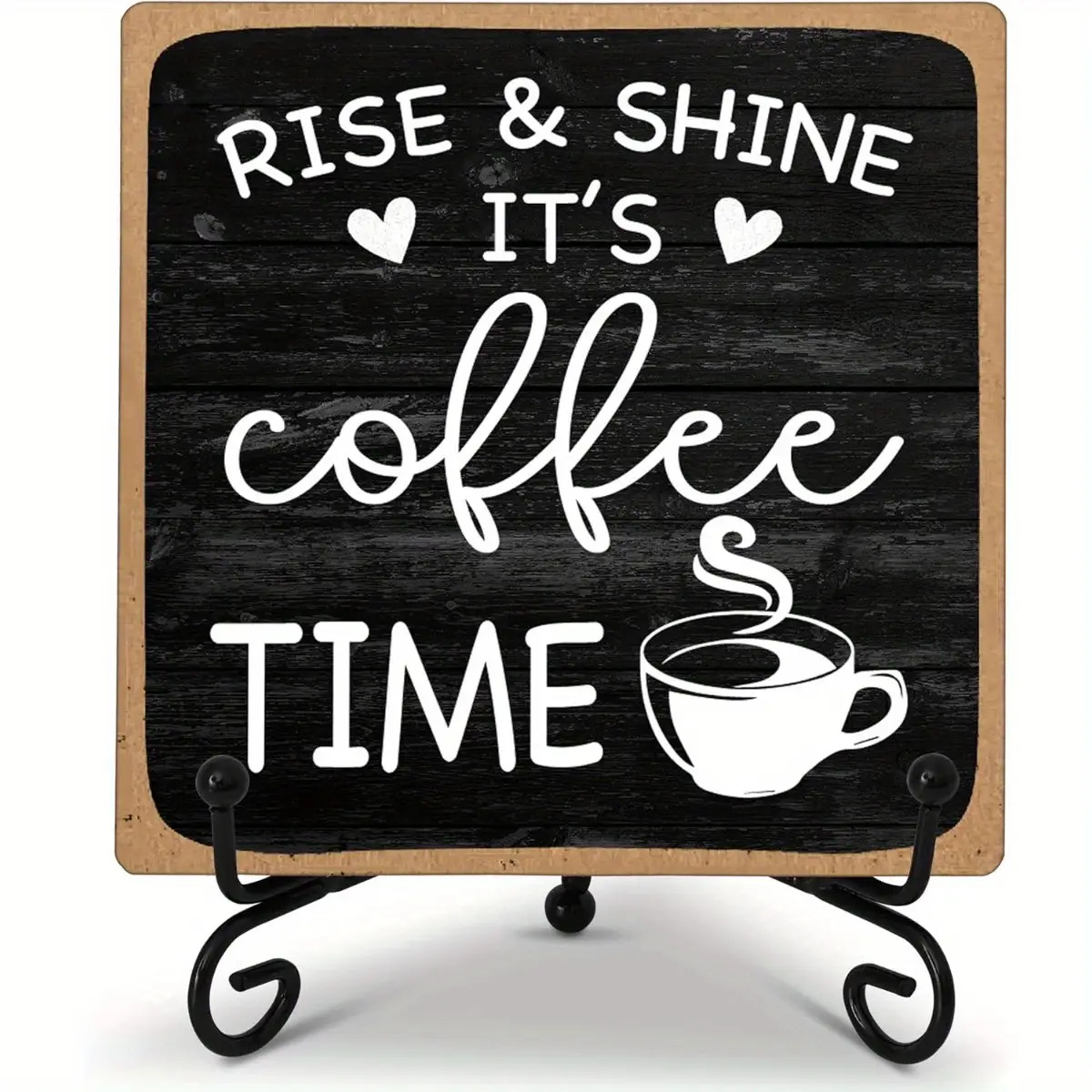TEMU 2d Flat - 2dflat3.94 Farm Coffee Bar Sign - "wake Up, Sun Rises, Fashionable Coffee" Wooden Wall Design, Ideal For Home Kitchen Table, Mother's