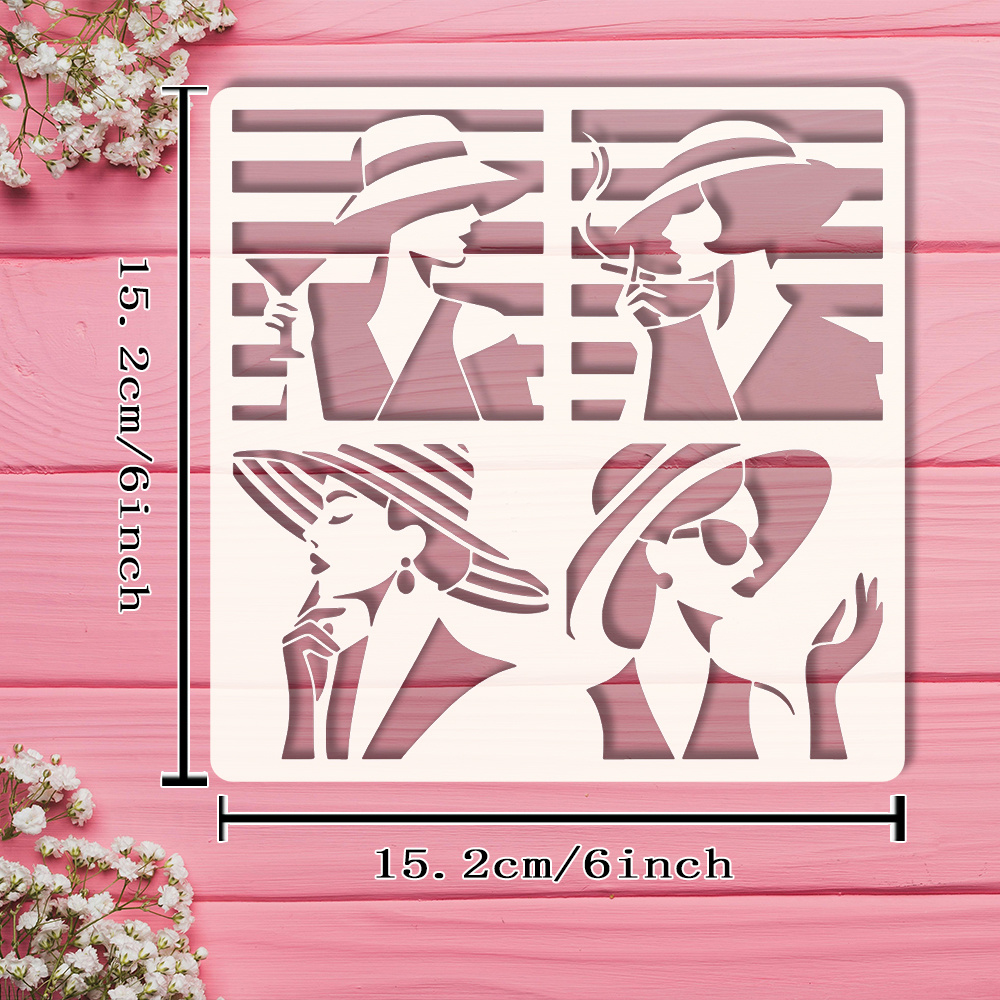 E-shop Eine einzelne Damen-Schablonenmaßnahme von Zoll (15,2 x 15,2 cm) im urbanen Stil mit wunderschönen Frauenmotiven. Diese kreative Schablone