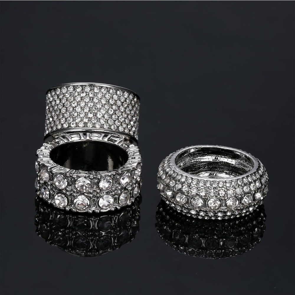 6pcs 316l stainless   rings for men women black spinner rings for anxiety cool plain chain inlaid fidget ring set black mens wedding promise band ring pack Product details 1