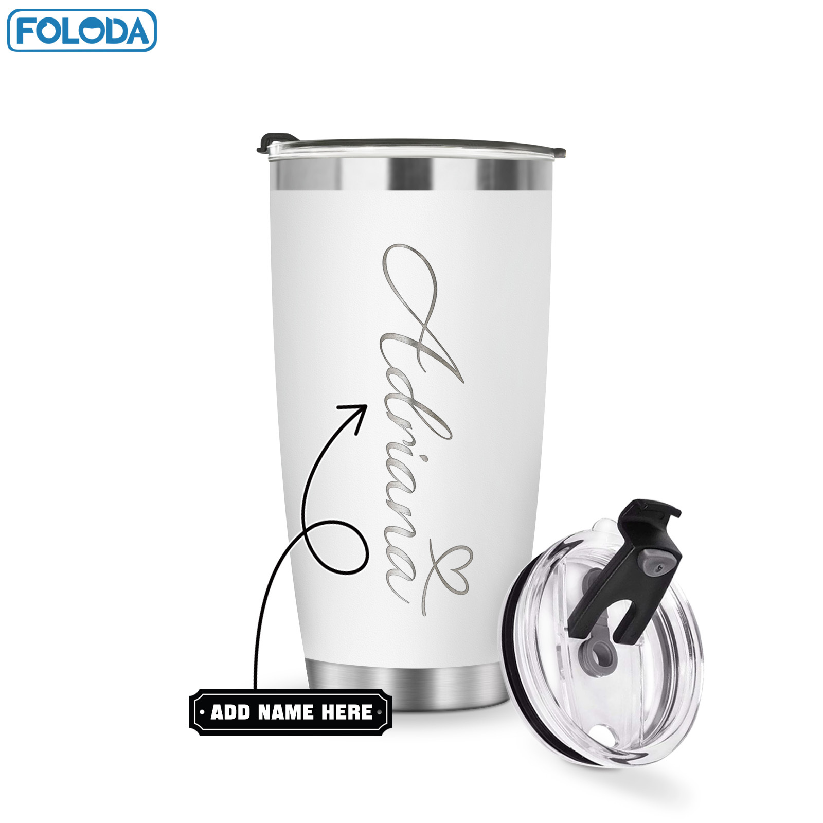 TEMU 1pc 20oz/600ml Personalized Name Tumbler, Custom Engraved Text Stainless Steel Insulated Travel Mug, Customized Name Water Bottle With Leak