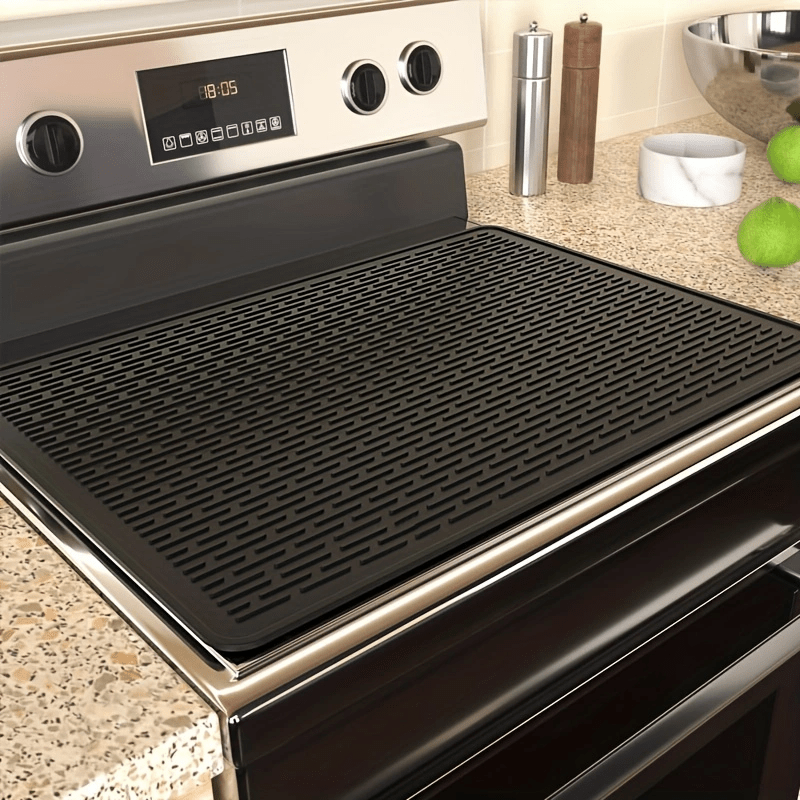 TEMU 1pc Silicone Electric Stove Top Cover Mat - 28x20 Ceramic Stove Top Cover, Heat Resistant Glass Cooktop Cover, Flat Rv Range Stovetop