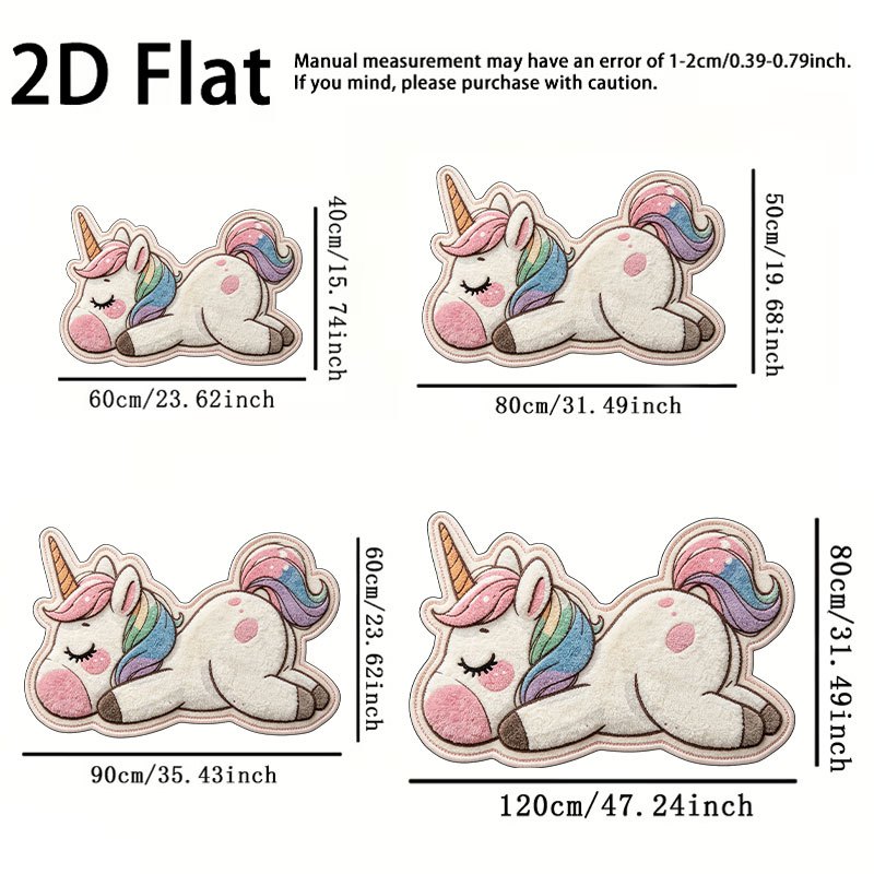 TEMU 2D Plat. 1pc, Tapis de Licorne , Tapis de Irrégulière, Tapis de Chevet pour Chambre à Coucher, Tapis d'Entrée, Tapis de Sol Absorbant