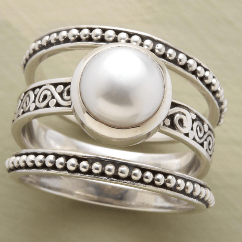 סט של 3 טבעות נוסח בוהמי רטרו מצופות עם כסף עגולות מלאכותיות לארוחת ערב נשים, אביזרים אלגנטיים ללבוש יומיומי, אביזרי אופנה למסיבות ואירועים מיוחדים, מתנות תכשיטים. ניתן לערום טבעות/טבעות למסיבת קוקטייל