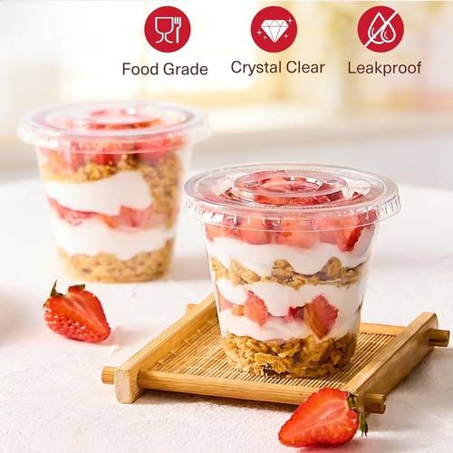 72pcs 36 cups and 36 lids 9oz clear plastic cups with lids dessert cups for ice cream cake soup fruit pudding versatile cream cups for family outdoor parties weddings ceremonies and holiday events
