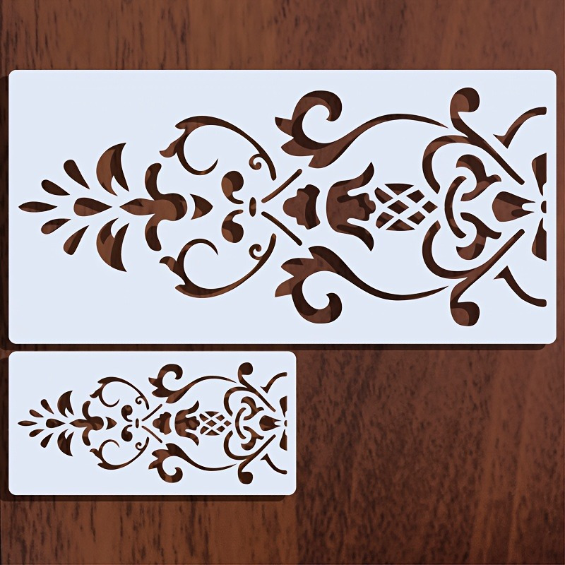 TEMU Juego de 2 plantillas de patrones para decoración de muebles, plantilla lavable y reutilizable, adecuada para álbumes de recortes, logotipos,