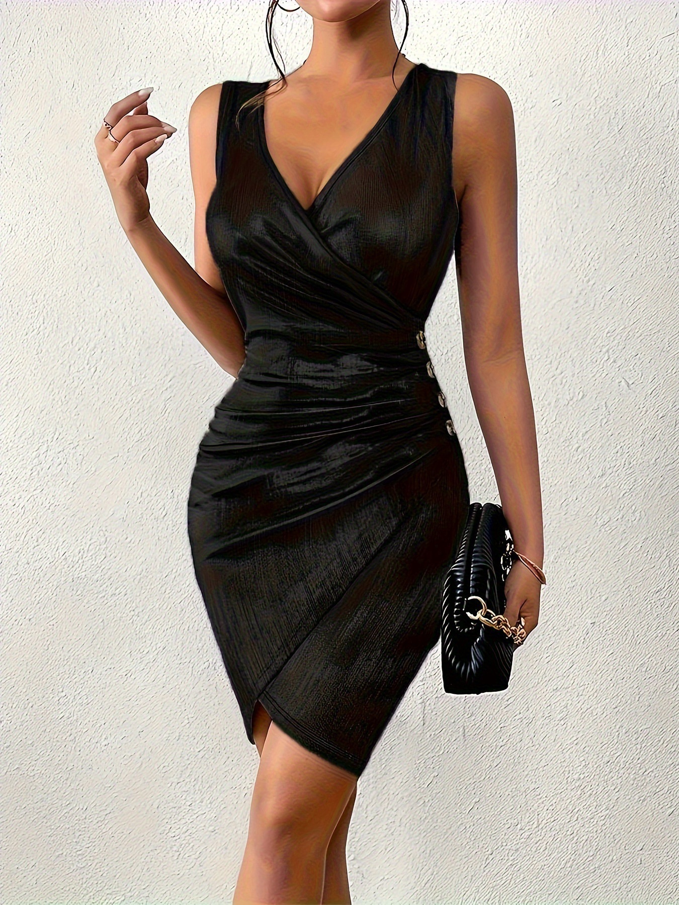 knee length dresses for ladies Silver Metallic Midi Dress main image 1