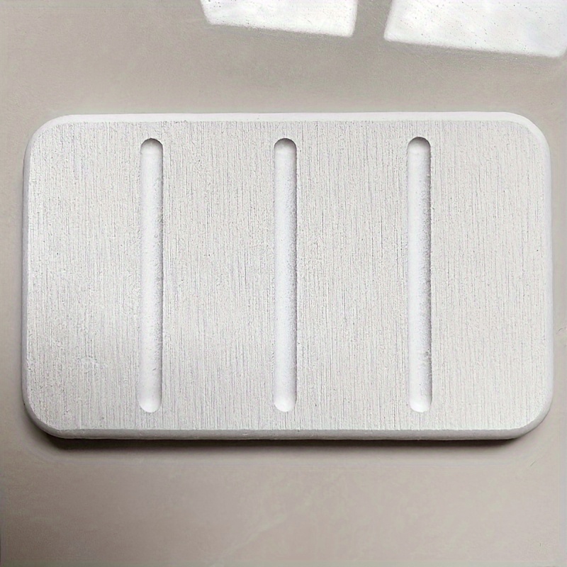 1pc Quick-dry Diatomaceous Dish - Absorbent Self-draining Rectangular Holder, Fashionable Gray, Suitable For Bathroom Countertop, Soap And Toothbrush