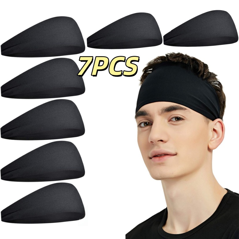 TEMU 7pcs Unisex Sports Headbands, Moisture-wicking And Sweat-absorbing Fitness Headbands, Soft, Breathable And Comfortable, Non-slip, Suitable For
