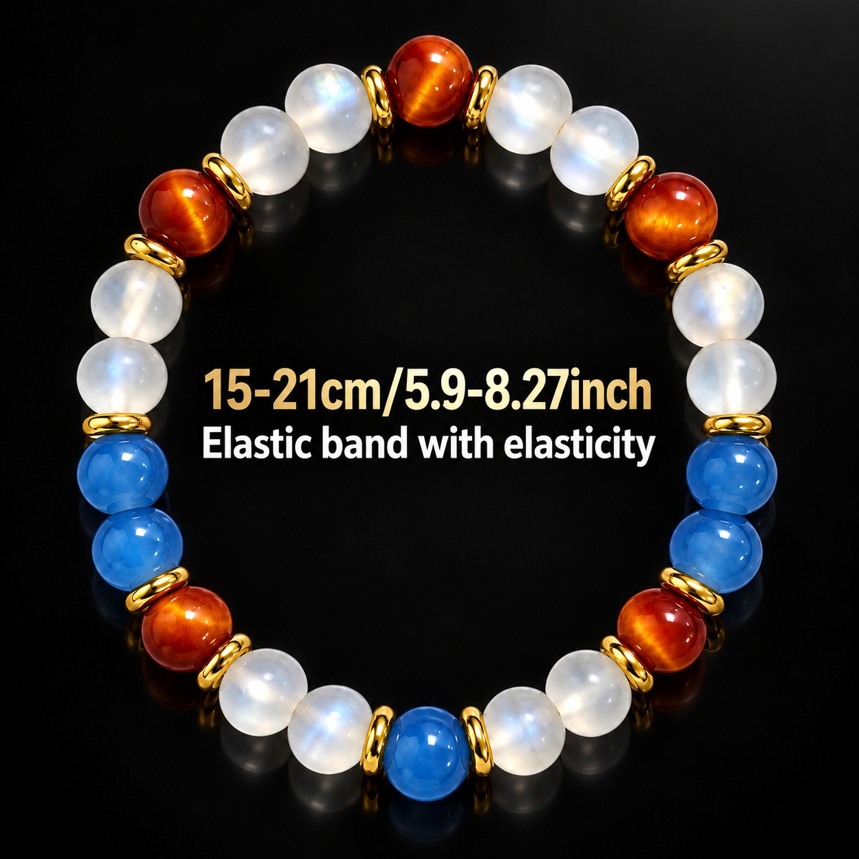 Wealth Attraction Bead Bracelet with Moonstone & Tiger's Eye