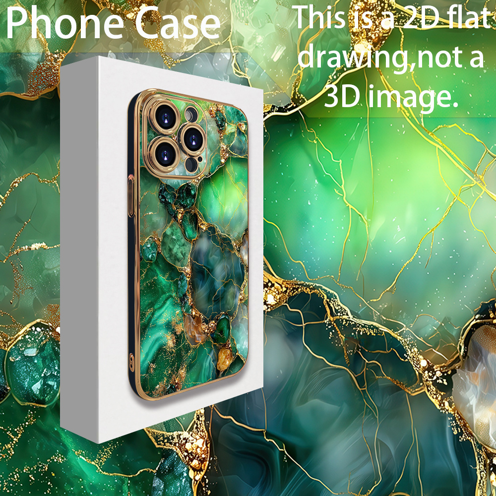 TEMU Phone Case - Phone Cover For Iphone 17/16/15/14/13/12/11 Pro Max/plus/air/pro/mini & Xr/7/8, Featuring An Anti-fingerprint Green Marble Design,