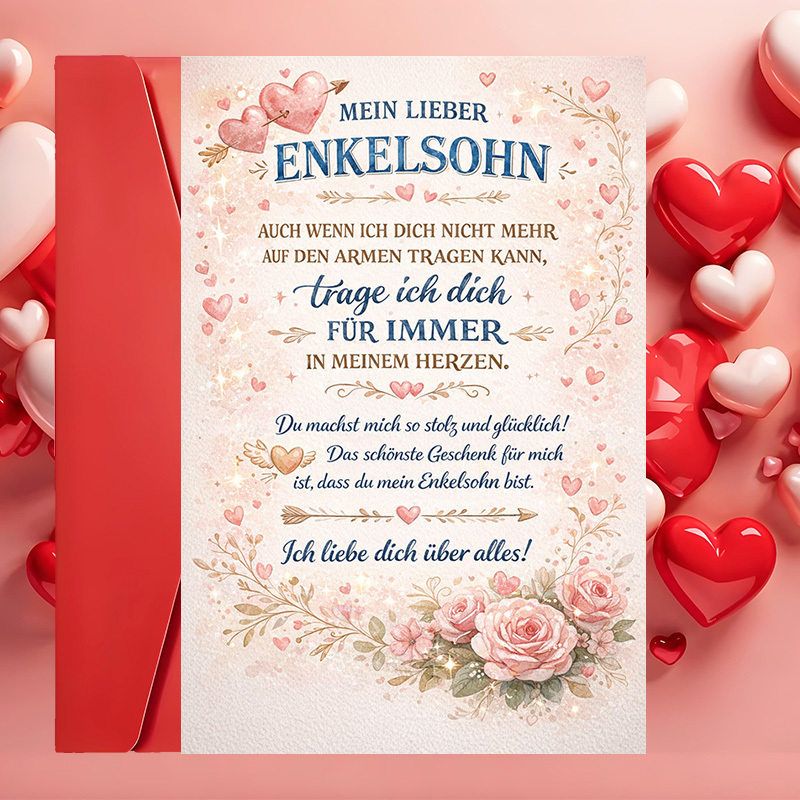 1 Greeting Card + 1 Envelopebeautiful Grandson Greeting Card With Message Perfect For Grandparents To Love And Birthdays Holidays Or Special Occasions