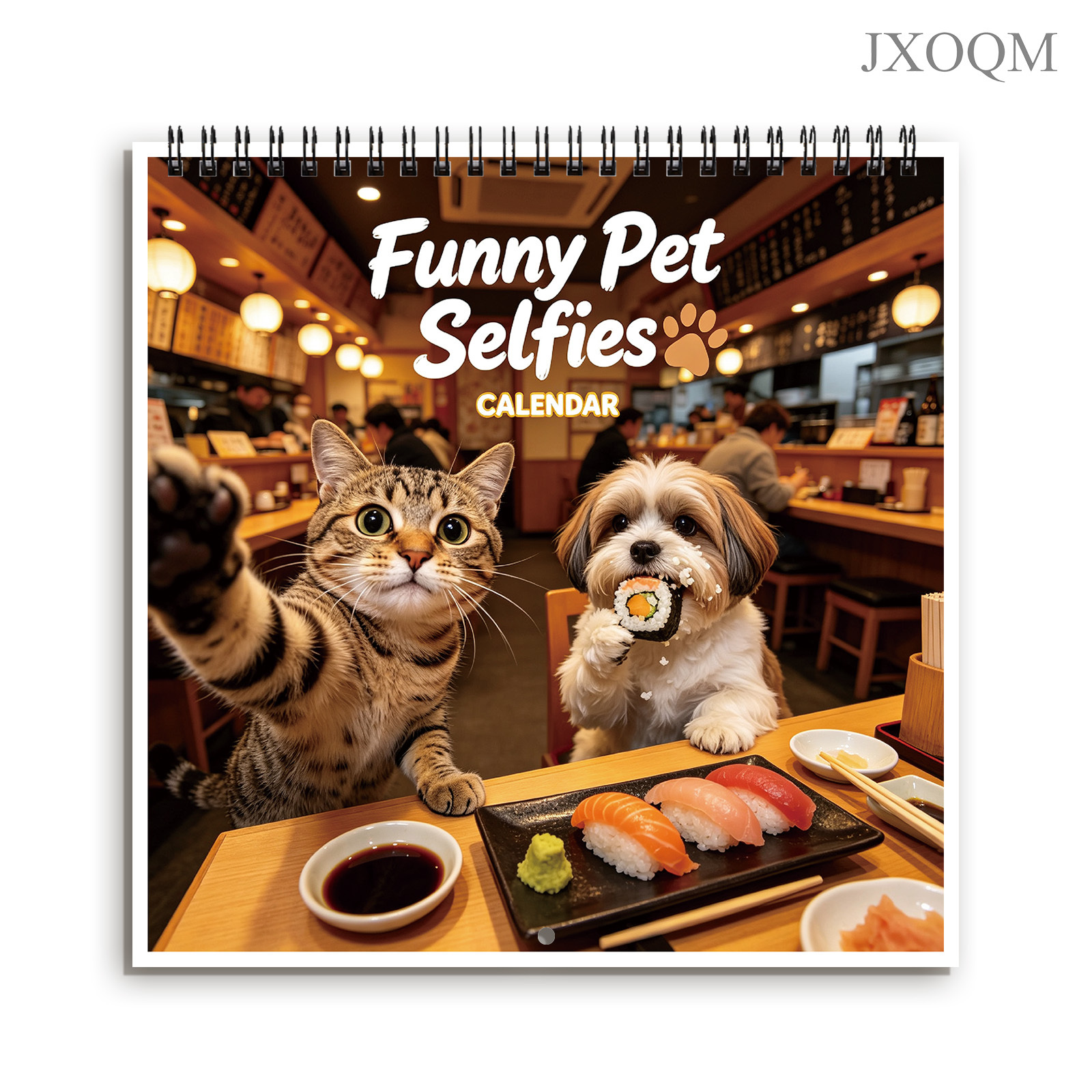 TEMU 1pc 2027 Selfies Wall Calendar, 12 Month Scene Pet Hanging Calendar, Humorous Cat And Dog Prints, Monthly Wall Organizer, Entertaining Gift For